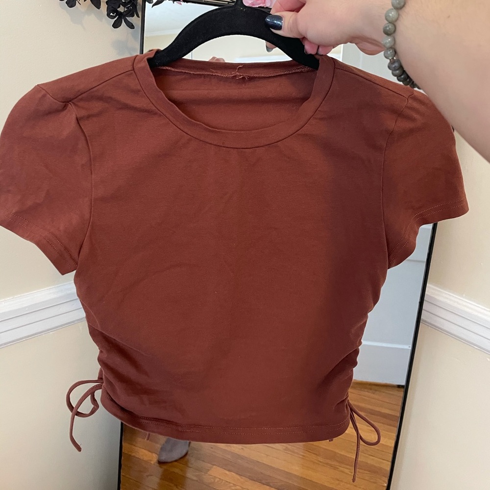 Rust Ruched T Shirt - Picture 3 of 3